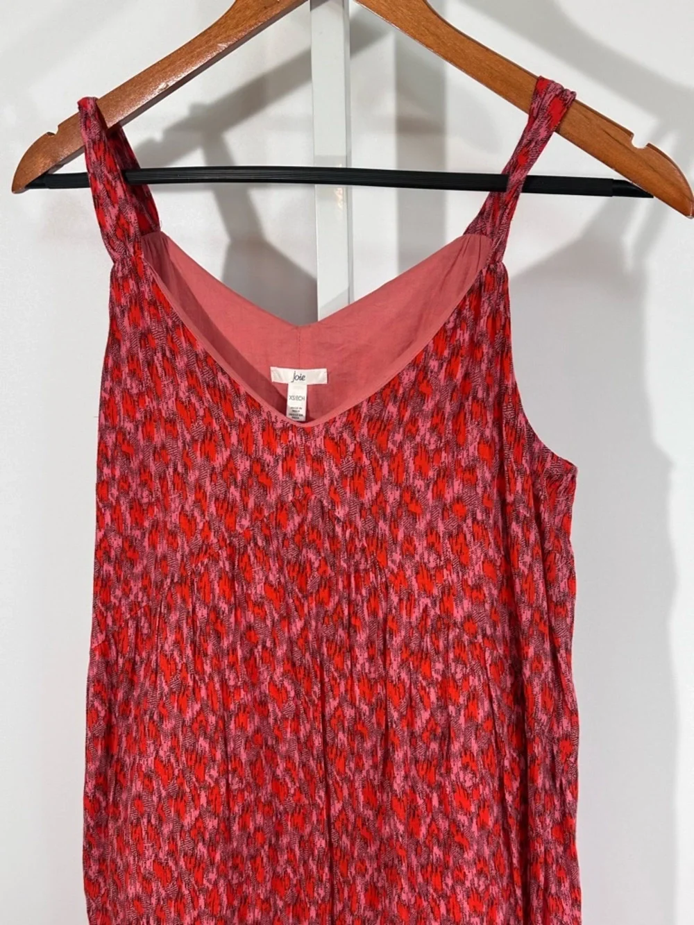 Joie red abstract print cotton slip midi dress XS boho minimalist summer - Picture 4 of 8